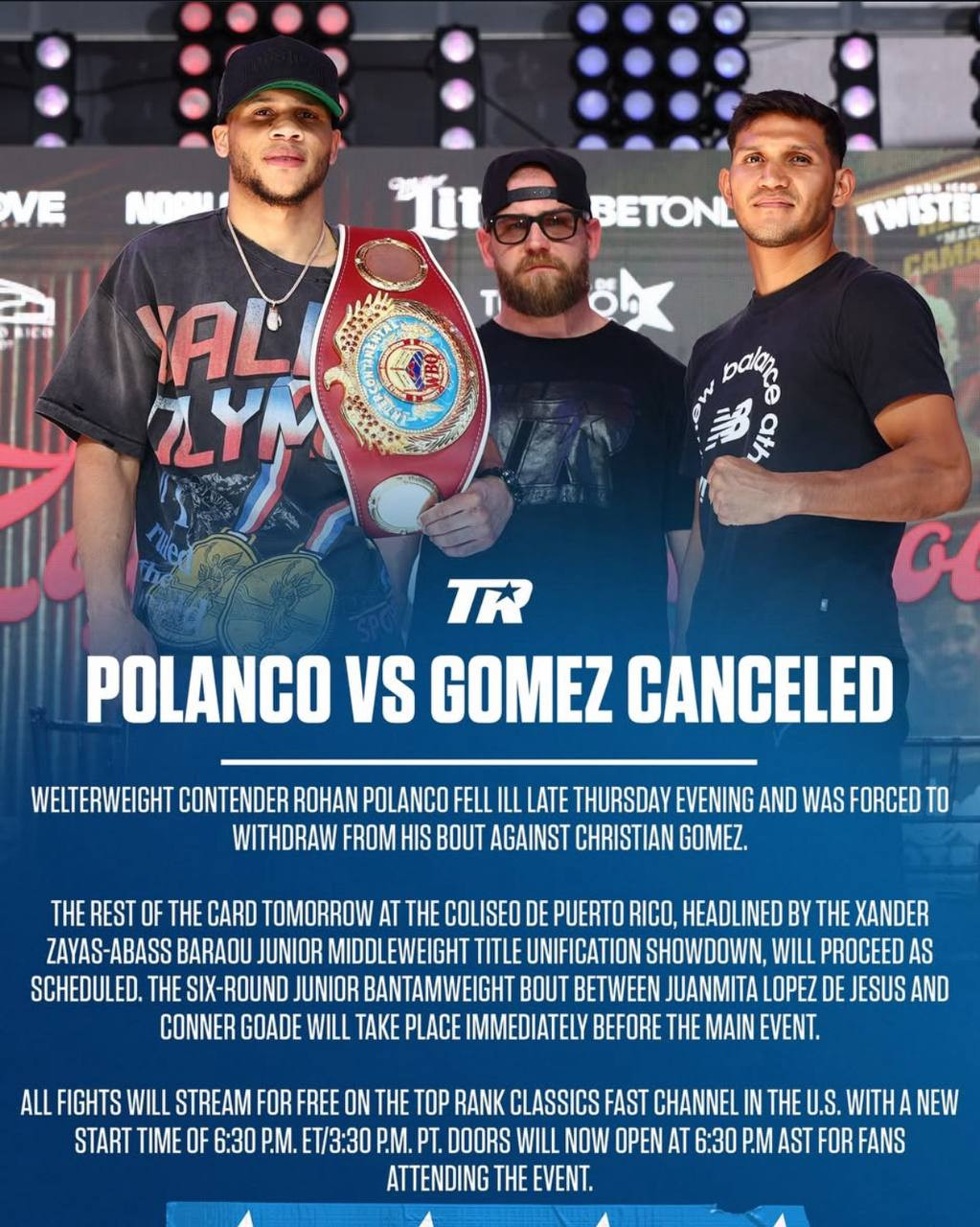 Polanco–Gomez welterweight bout canceled
